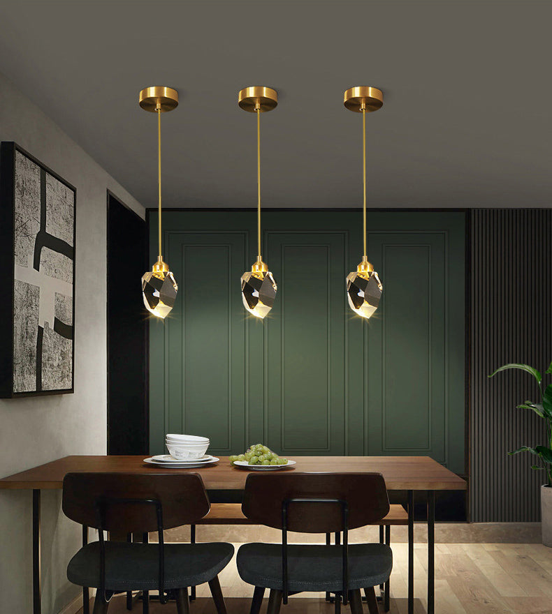 Postmoderne Einfachheit Geometrisch hängende Deckenleuchte Kristall -Aufhängung Anhänger Licht für das Restaurant