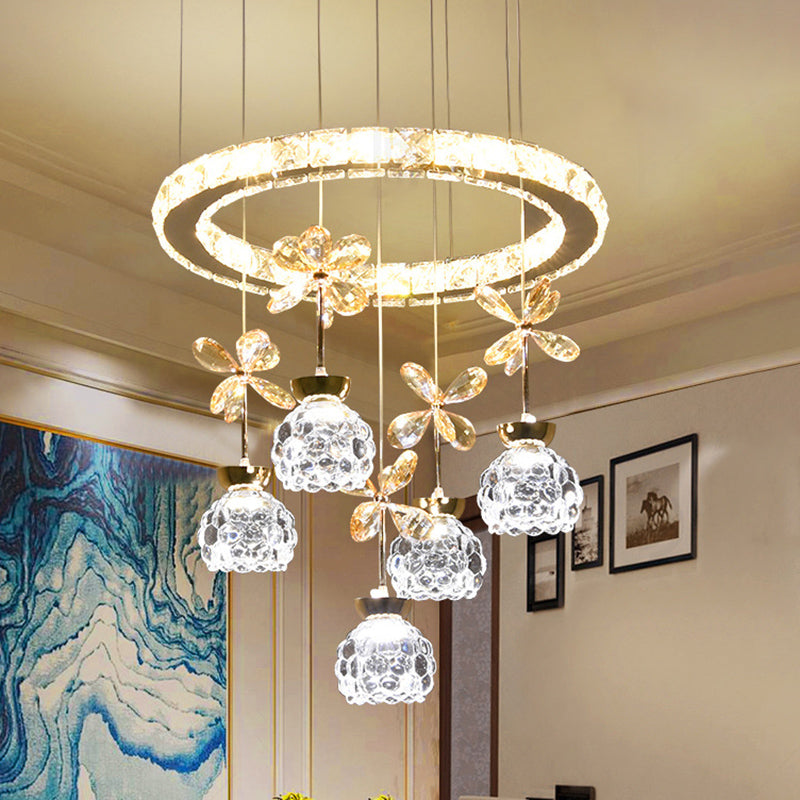 Ultra-modern Simplicity Round Hanging Ceiling Light Crystal Suspension Pendant Light for Restaurant