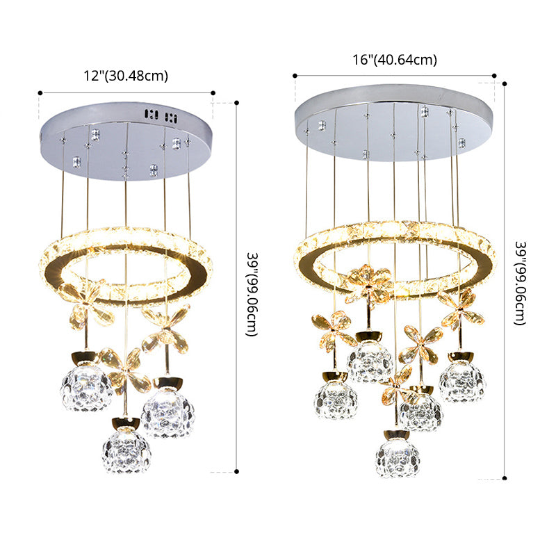 Ultra-modern Simplicity Round Hanging Ceiling Light Crystal Suspension Pendant Light for Restaurant