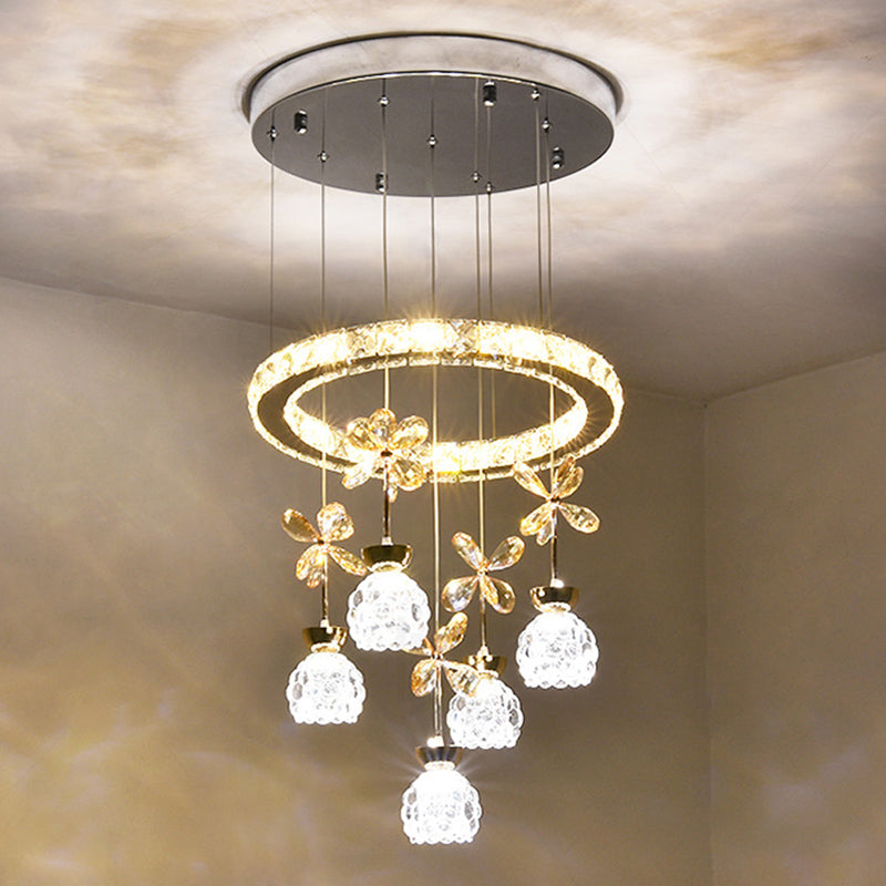 Ultra-modern Simplicity Round Hanging Ceiling Light Crystal Suspension Pendant Light for Restaurant
