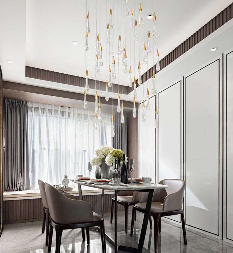 Ultra-moderne Einfachheit Tränen hängen Deckenleuchte Kristall-Aufhängungs-Anhänger Licht für das Restaurant