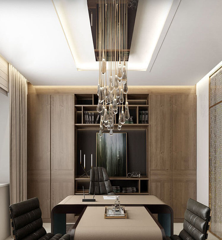 Ultra-moderne Einfachheit Tränen hängen Deckenleuchte Kristall-Aufhängungs-Anhänger Licht für das Restaurant