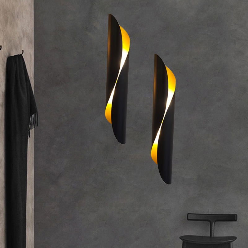 Minimalismo de montura de montaje enrollado de 2 cabezas Minimalismo Black/White Metallic Wall Lighting