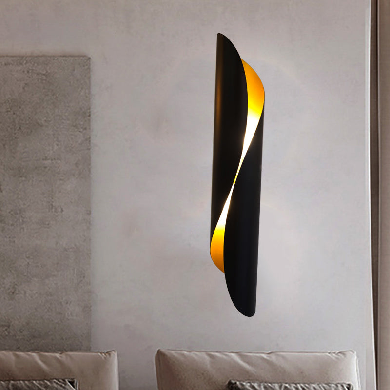 Minimalismo de montura de montaje enrollado de 2 cabezas Minimalismo Black/White Metallic Wall Lighting
