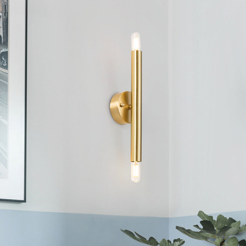 Tubulaire wand SCONCE Hedendaagse 2 Lichten metalen Gouden wandmontage Lamp voor slaapkamer