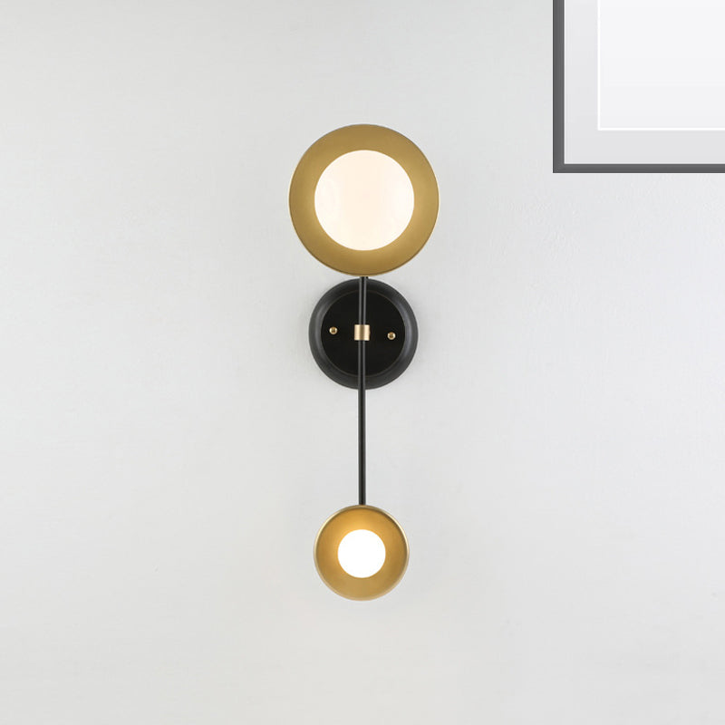 Balance Scale Wall Light Sconce Modernist 2 Lights Milky Glass Reading Lamp in Black and Gold