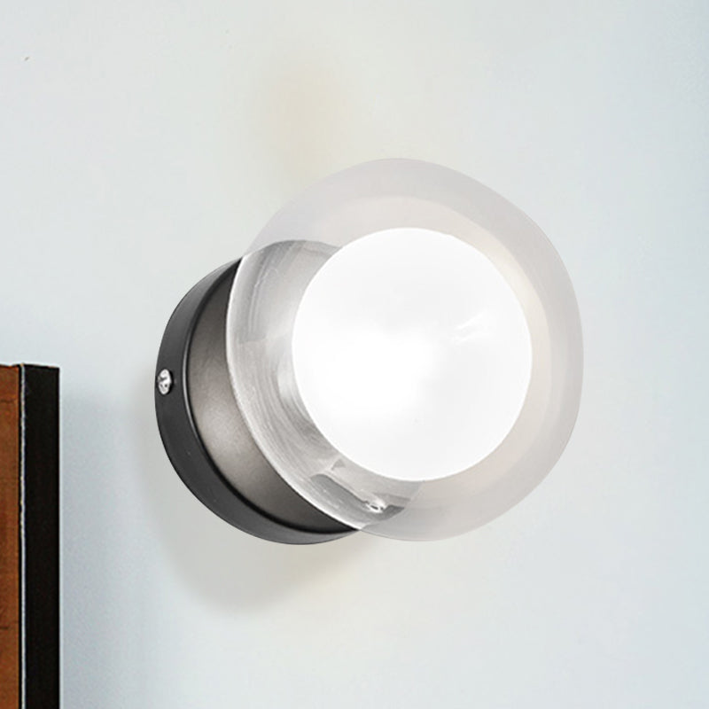 Spherical Sconce Light Contemporary Clear Glass 1/3-Light Black and Gold Wall Lamp