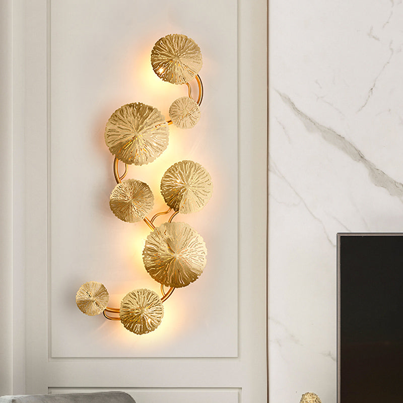 Modern 5/6/8 Lotus Leaf Wall Lamp Gold Finish Stainless Steel Flush Wall Sconce