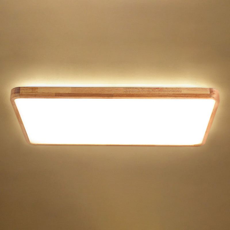 Moderne rechteckige Unterputz-Deckenleuchte Leuchtmittel Holz LED-Schlafzimmer Flush Mount Deckenleuchte in Beige