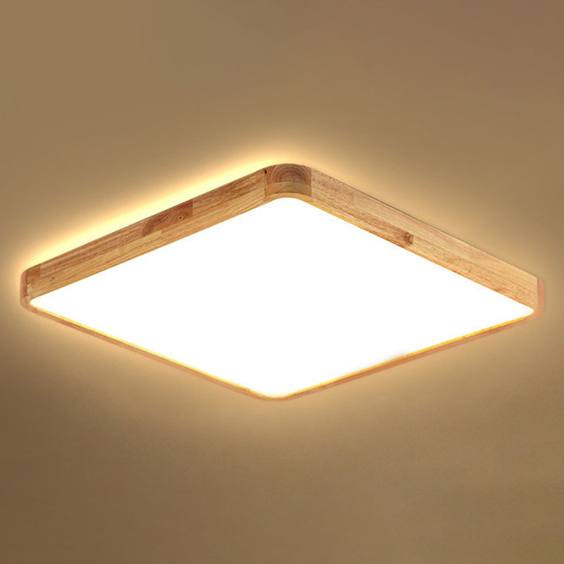 Moderne rechteckige Unterputz-Deckenleuchte Leuchtmittel Holz LED-Schlafzimmer Flush Mount Deckenleuchte in Beige