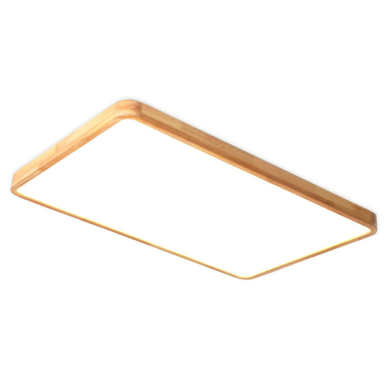 Moderne rechteckige Unterputz-Deckenleuchte Leuchtmittel Holz LED-Schlafzimmer Flush Mount Deckenleuchte in Beige