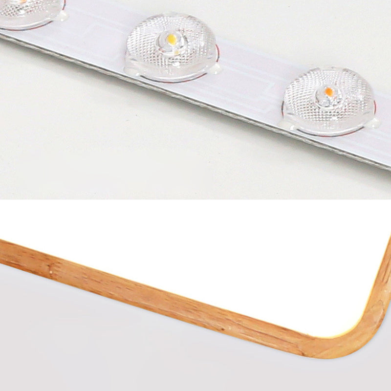 Moderne rechteckige Unterputz-Deckenleuchte Leuchtmittel Holz LED-Schlafzimmer Flush Mount Deckenleuchte in Beige