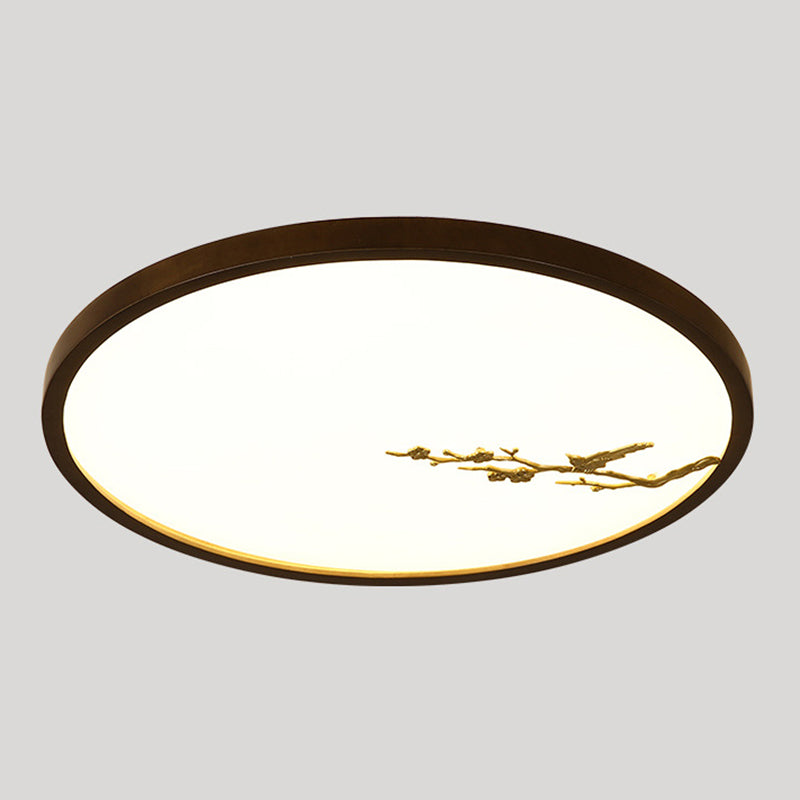 Geometrisches Wohnzimmer Flush montiert Licht Holz Nordic LED Flush Licht in Braun mit Faux Plant Decor