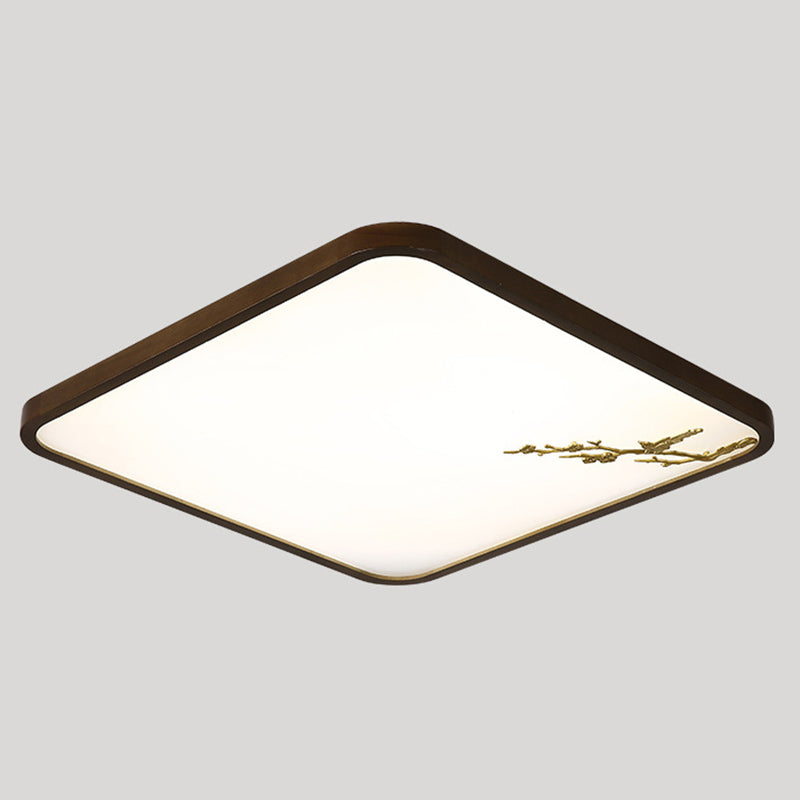 Geometrisches Wohnzimmer Flush montiert Licht Holz Nordic LED Flush Licht in Braun mit Faux Plant Decor