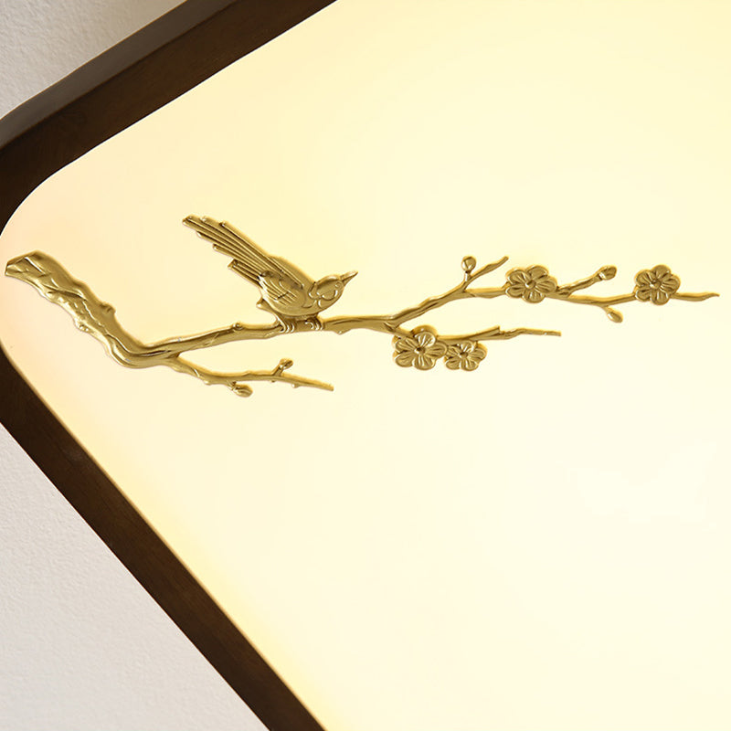 Geometrisches Wohnzimmer Flush montiert Licht Holz Nordic LED Flush Licht in Braun mit Faux Plant Decor