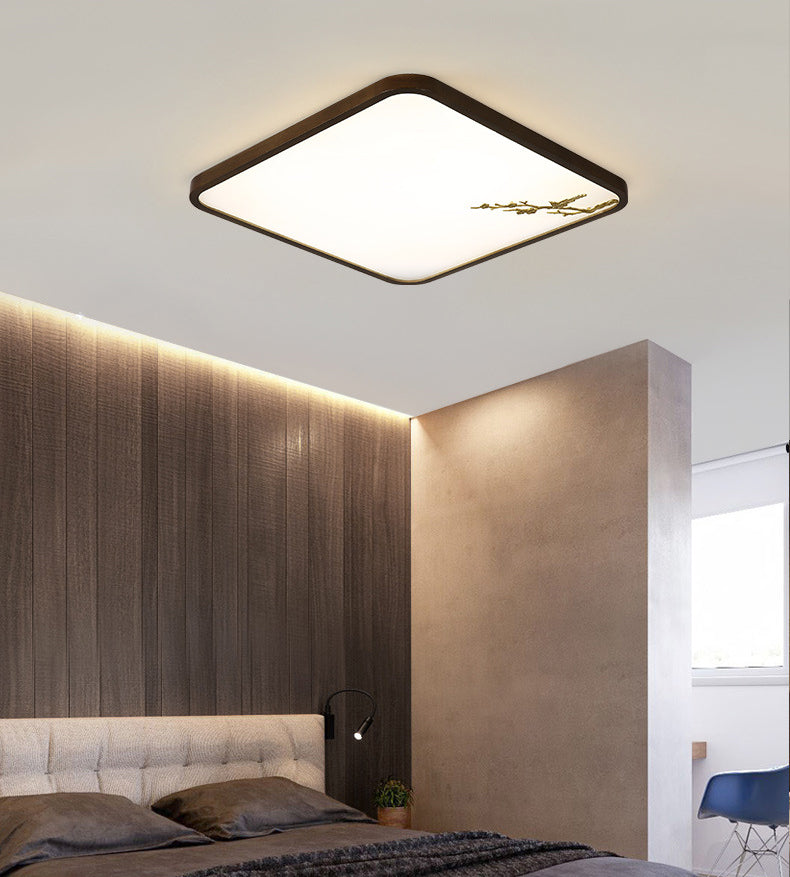 Geometrisches Wohnzimmer Flush montiert Licht Holz Nordic LED Flush Licht in Braun mit Faux Plant Decor