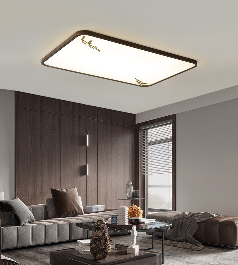 Geometrisches Wohnzimmer Flush montiert Licht Holz Nordic LED Flush Licht in Braun mit Faux Plant Decor