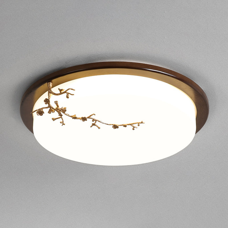 Moderne geometrische LED-Deckenleuchte für Wohnzimmer aus Holz mit goldenem Baumdekor