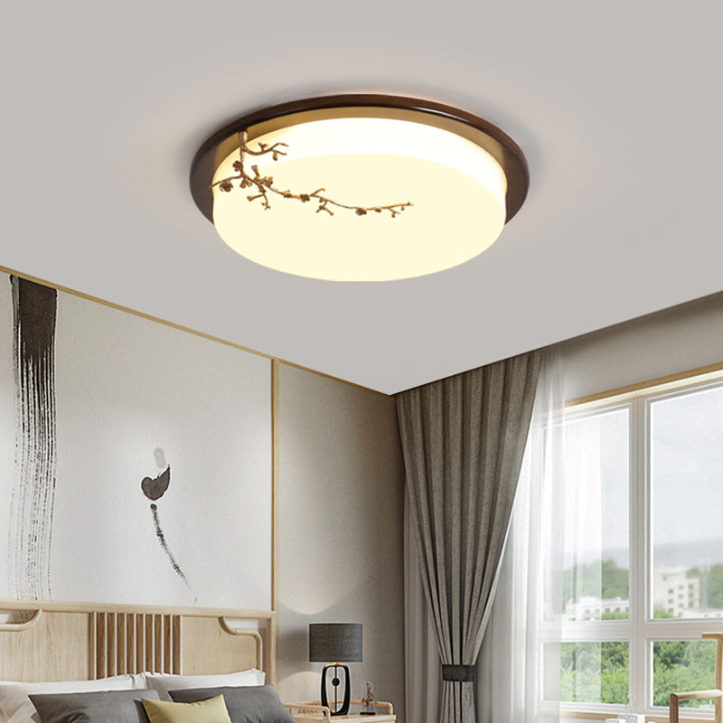 Moderne geometrische LED-Deckenleuchte für Wohnzimmer aus Holz mit goldenem Baumdekor