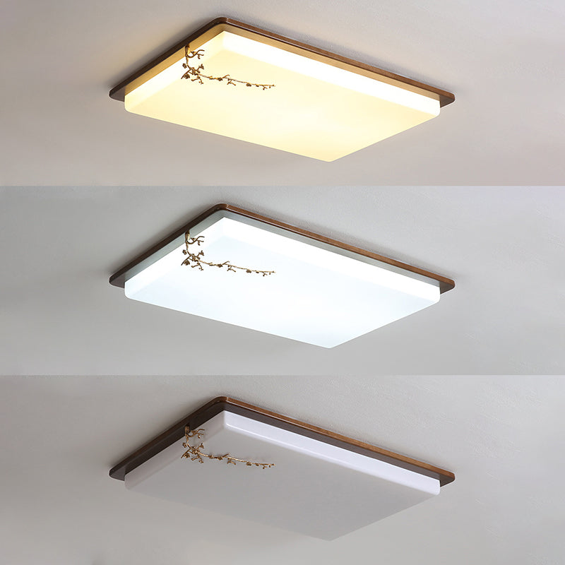 Lampada da soffitto a LED per salotto in legno con lampada da incasso geometrica modernità con decorazioni ad albero in oro