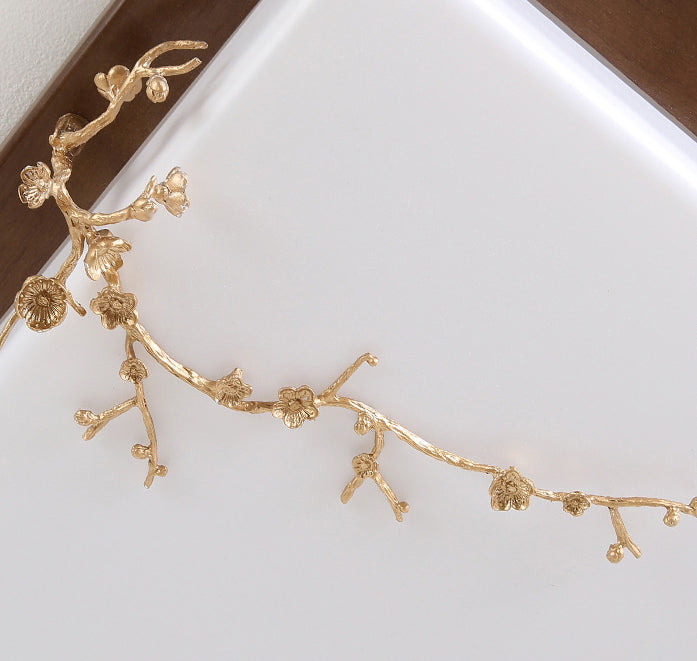 Moderne geometrische LED-Deckenleuchte für Wohnzimmer aus Holz mit goldenem Baumdekor