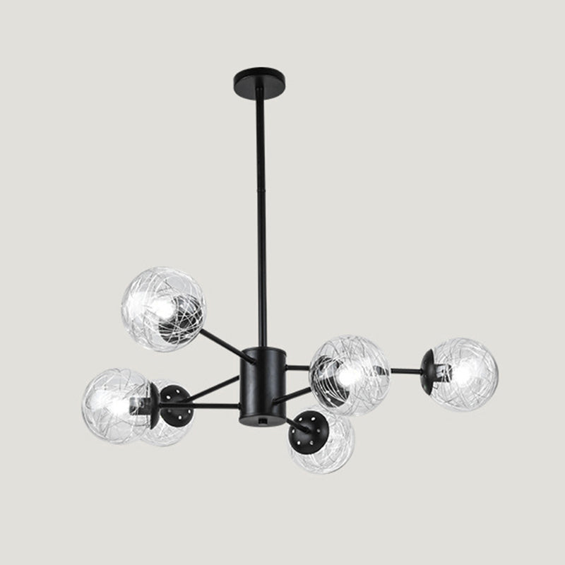 Post-Modern Starburst Hanging Chandelier Light Clear Globe Glass Ceiling Chandelier for Living Room