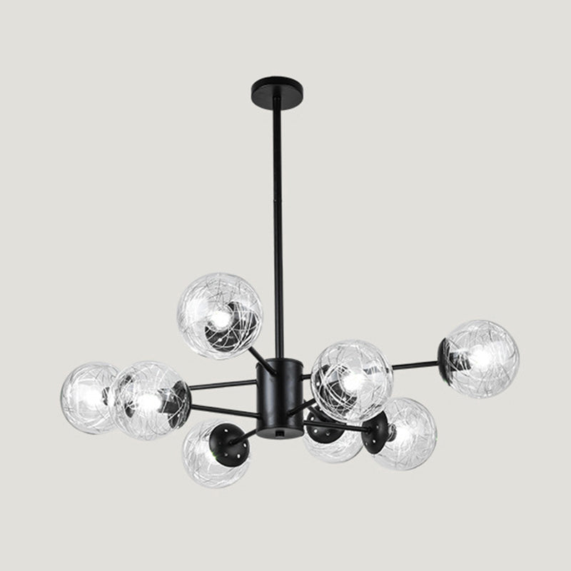Post-Modern Starburst Hanging Chandelier Light Clear Globe Glass Ceiling Chandelier for Living Room