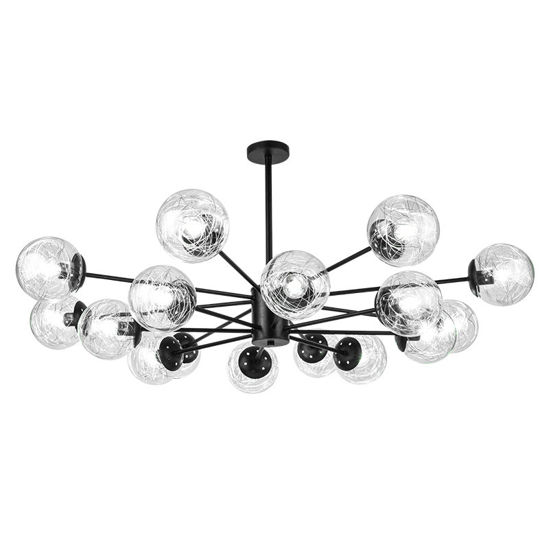 Post-Modern Starburst Hanging Chandelier Light Clear Globe Glass Ceiling Chandelier for Living Room