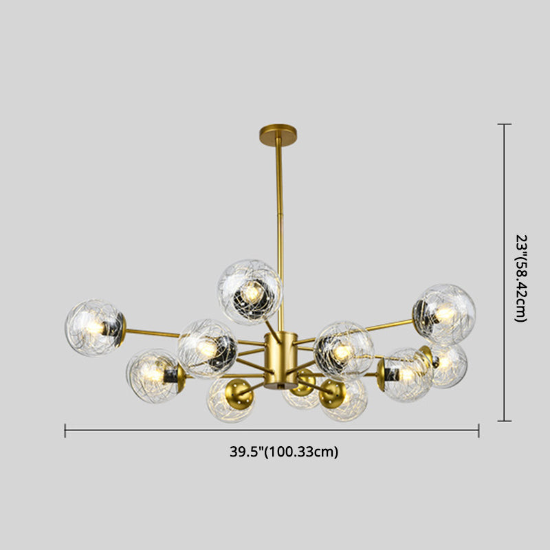 Post-Modern Starburst Hanging Chandelier Light Clear Globe Glass Ceiling Chandelier for Living Room