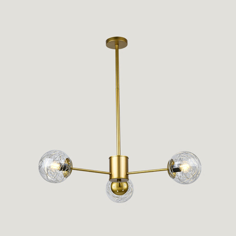 Post-Modern Starburst Hanging Chandelier Light Clear Globe Glass Ceiling Chandelier for Living Room