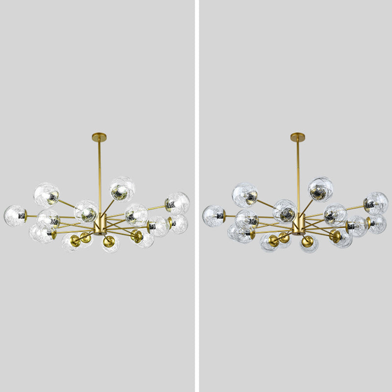 Post-Modern Starburst Hanging Chandelier Light Clear Globe Glass Ceiling Chandelier for Living Room