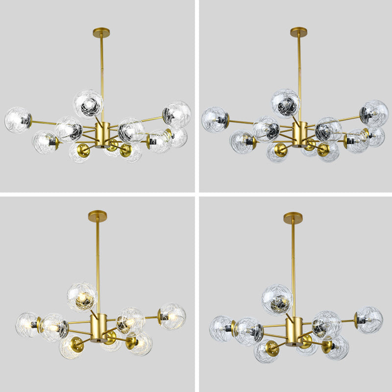 Post-Modern Starburst Hanging Chandelier Light Clear Globe Glass Ceiling Chandelier for Living Room