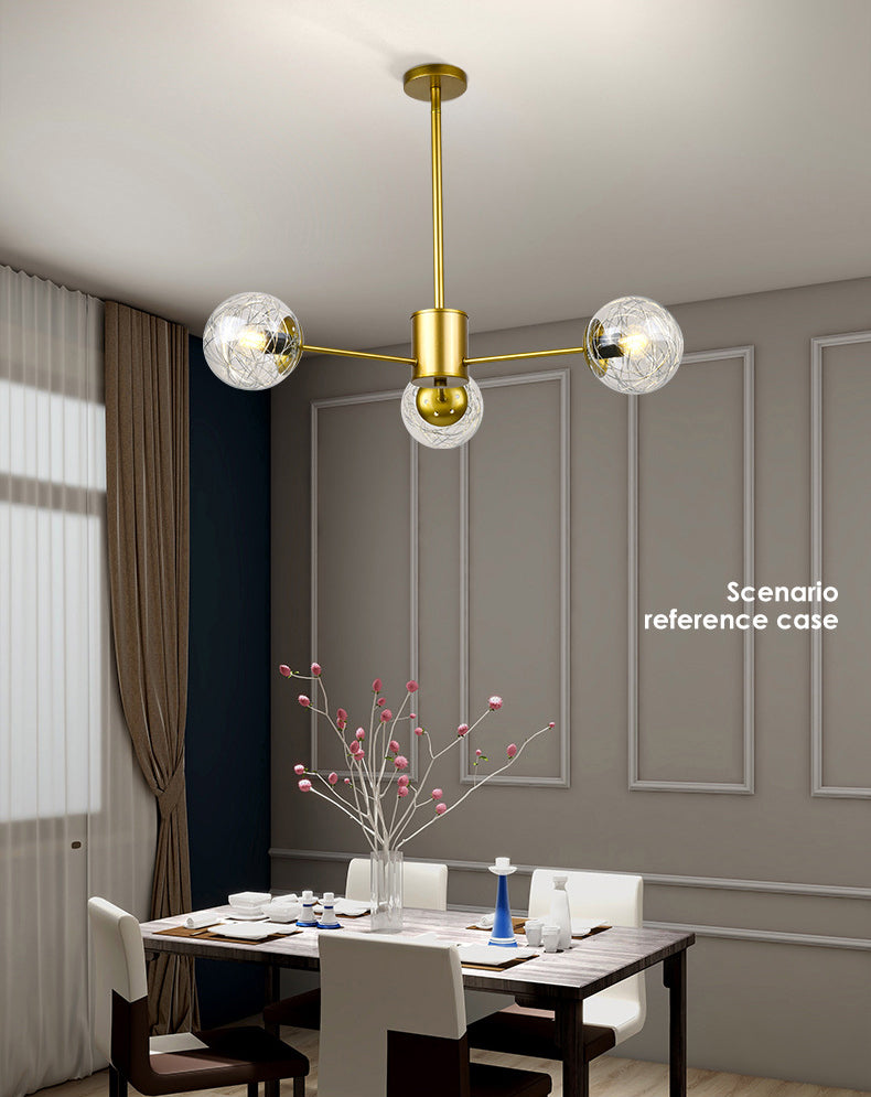 Post-Modern Starburst Hanging Chandelier Light Clear Globe Glass Ceiling Chandelier for Living Room