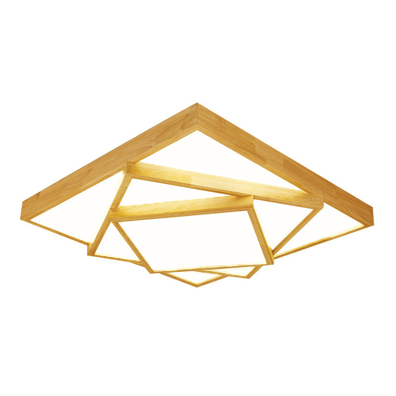 Luminaire encastré en bois à trois niveaux pour le salon Nordic beige LED plafonnier