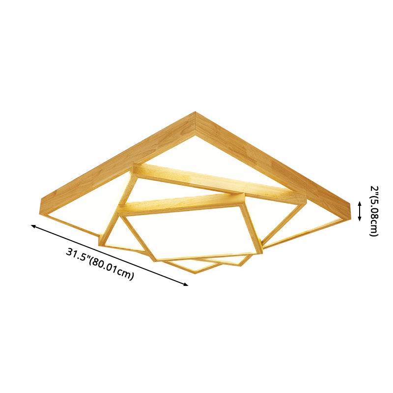 3-Tiered Wooden Flush Mount Light Fixture Nordic Beige LED Ceiling Lighting for Living Room