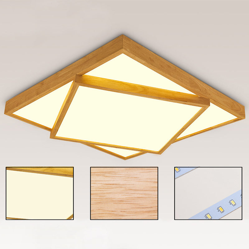 Luminaire encastré en bois à trois niveaux pour le salon Nordic beige LED plafonnier