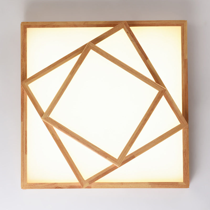 Luminaire encastré en bois à trois niveaux pour le salon Nordic beige LED plafonnier
