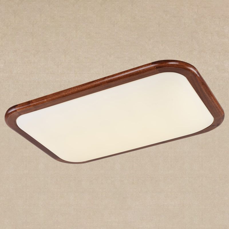 Geometrische Unterputzleuchte aus Massivholz im nordischen Stil, braune LED-Deckenleuchte für Schlafzimmer