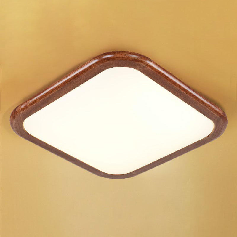 Lampada da soffitto a LED marrone stile nordico con montaggio a incasso geometrico in legno massello per camera da letto