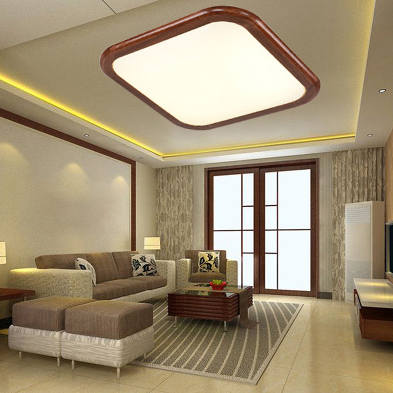 Geometrische Unterputzleuchte aus Massivholz im nordischen Stil, braune LED-Deckenleuchte für Schlafzimmer