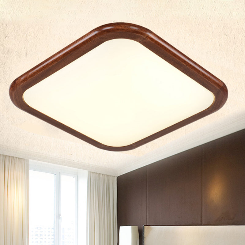 Geometrische Unterputzleuchte aus Massivholz im nordischen Stil, braune LED-Deckenleuchte für Schlafzimmer