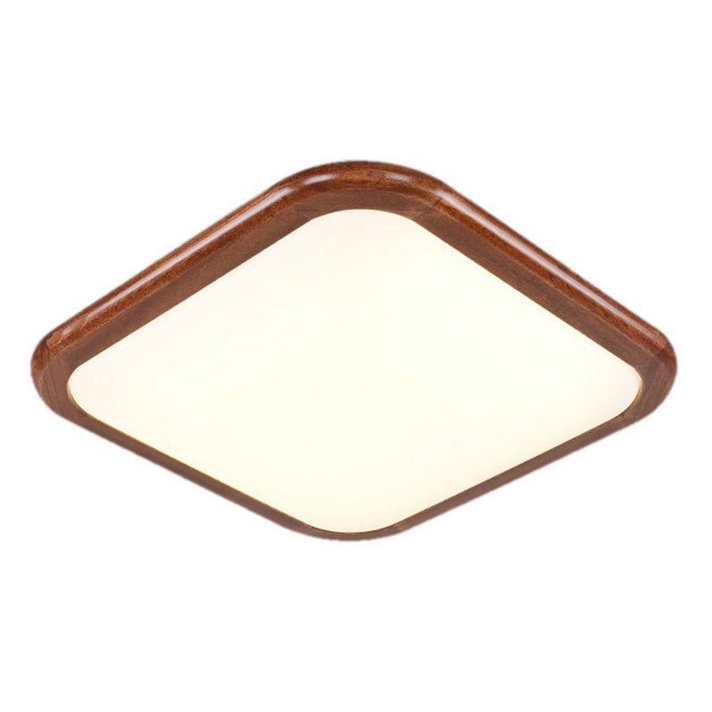 Geometrische Unterputzleuchte aus Massivholz im nordischen Stil, braune LED-Deckenleuchte für Schlafzimmer