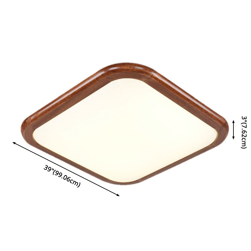 Geometrische Unterputzleuchte aus Massivholz im nordischen Stil, braune LED-Deckenleuchte für Schlafzimmer