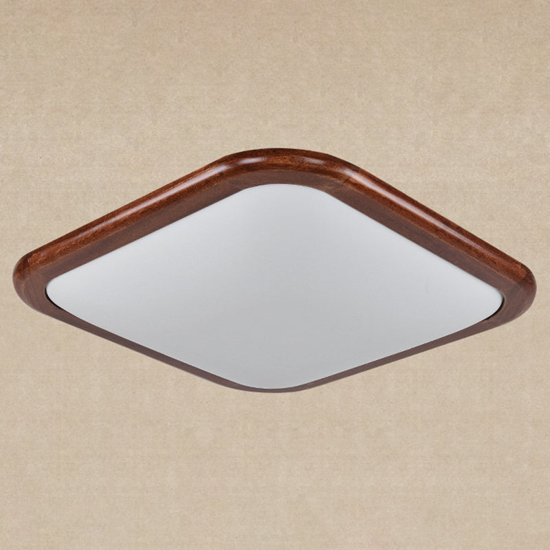 Geometrische Unterputzleuchte aus Massivholz im nordischen Stil, braune LED-Deckenleuchte für Schlafzimmer