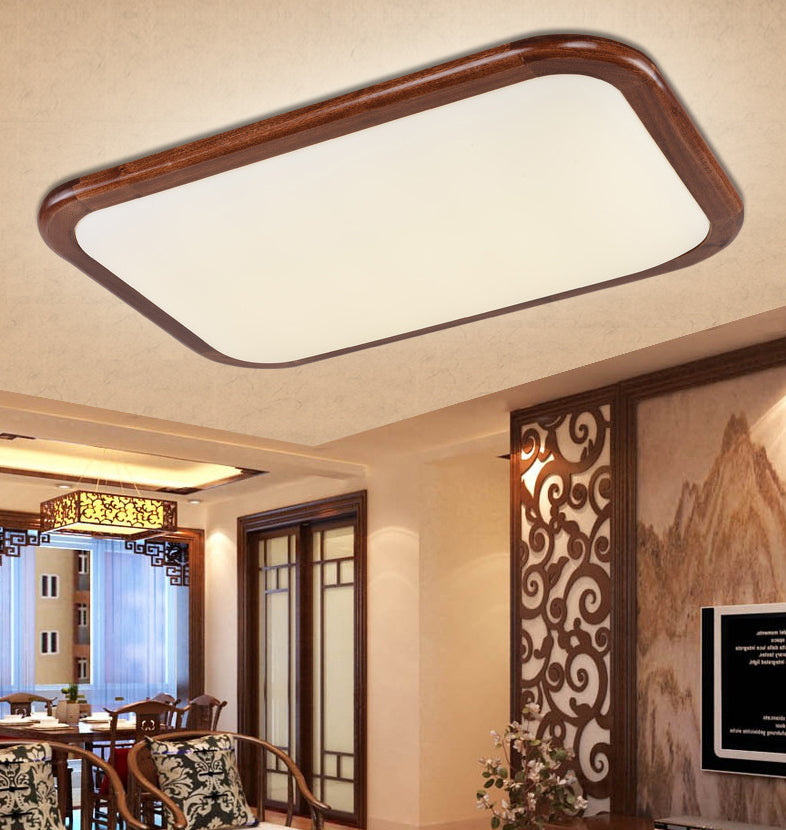 Geometrische Unterputzleuchte aus Massivholz im nordischen Stil, braune LED-Deckenleuchte für Schlafzimmer