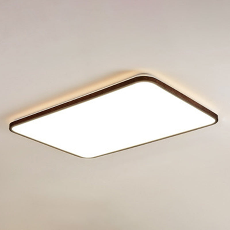 Braune geometrische Schirm-Unterputzlampe, minimalistische LED-Deckenleuchte aus Holz für Wohnzimmer