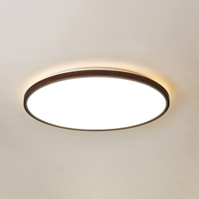 Braune geometrische Schirm-Unterputzlampe, minimalistische LED-Deckenleuchte aus Holz für Wohnzimmer