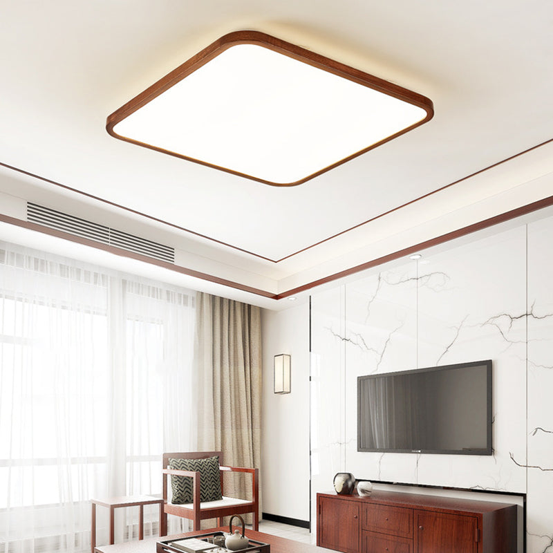 Lampada da incasso con paralume geometrico marrone Lampada da soffitto a LED in legno minimalista per soggiorno