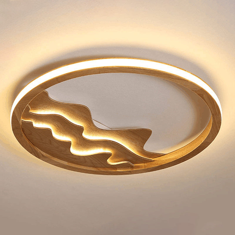 Houten Ring Vormige Flush Light Fixture Minimalistische LED Plafond Licht voor Slaapkamer