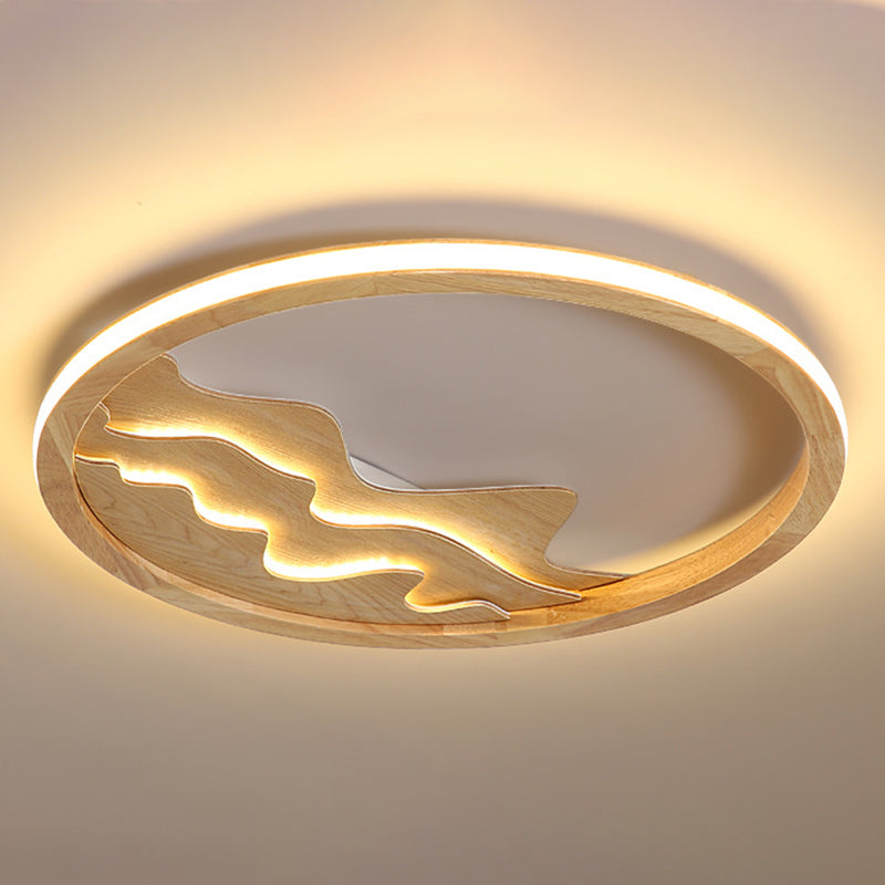 Houten Ring Vormige Flush Light Fixture Minimalistische LED Plafond Licht voor Slaapkamer